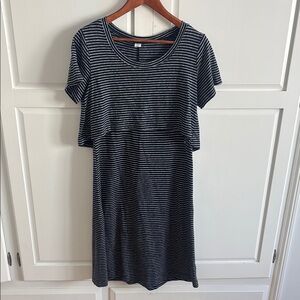 Blue and White Maternity Dress